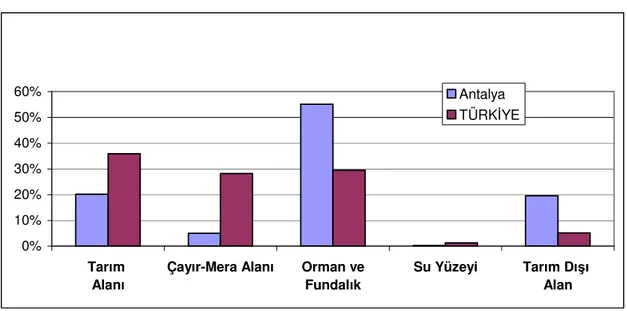 Çizelge 4.1. Antalya İli Nüfus ve Yoğunluk Dağılımı 