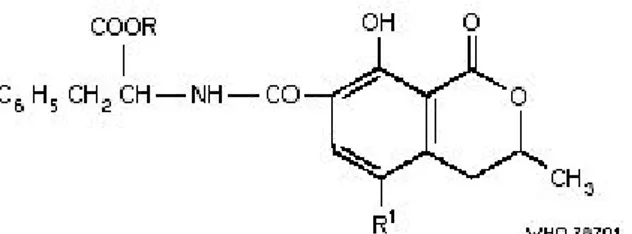 Şekil 2.2 Okratoksin A nın kimyasal yapısı (Anonim 2006d)