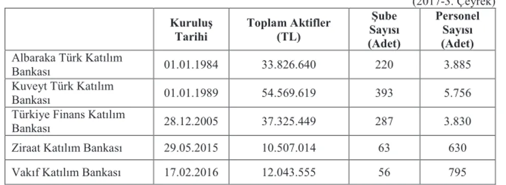 Tablo 2.1. Türkiye’de Faaliyet Gösteren Katılım Bankaları 