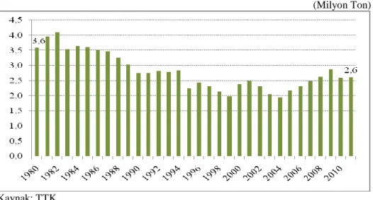 Grafik 2.5. Türkiye Taşkömürü Üretimi  