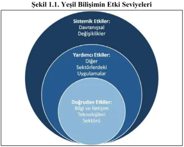 Şekil 1.1. Yeşil Bilişimin Etki Seviyeleri 