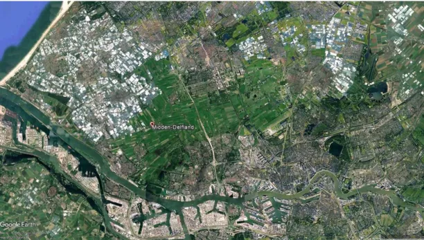 Şekil 3.9: Midden-Delfland kent ile ilişkisi uydu görüntüsü (Google Earth, 2017) 