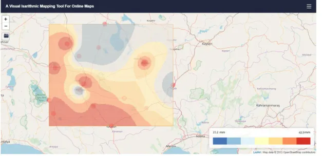 Figure 3.2 : IDW Interpolation for rainstations in Konya region  3.2.2 Kriging Interpolation 