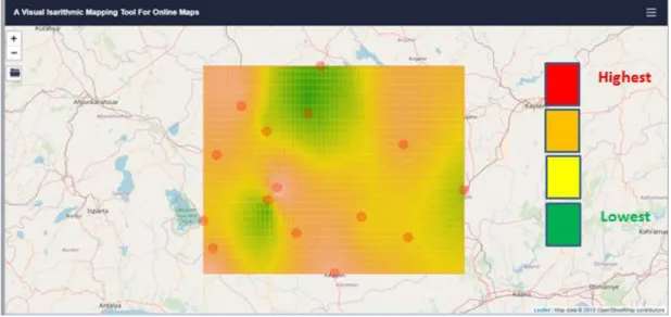 Figure 3.3 : Kriging Interpolation for rainstations in Konya region  3.2.3 TIN Interpolation 