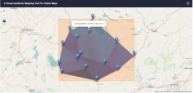 Figure 3.4 : Triangulated Irregular Network (TIN) Interpolation for rainstations in  Konya region