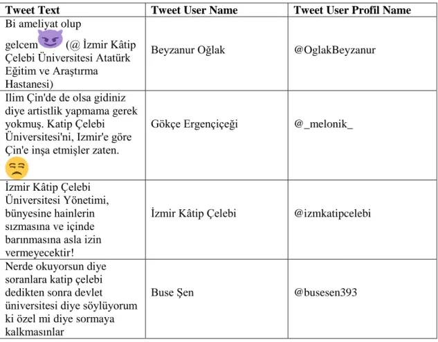 Table 5.1 : Example of Obtained Tweet with about “Katip Çelebi” Keyword. 
