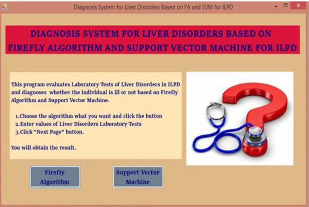 Figure 5.3 : Main interface of the proposed system to start diagnosis of liver  disorders for ILPD 