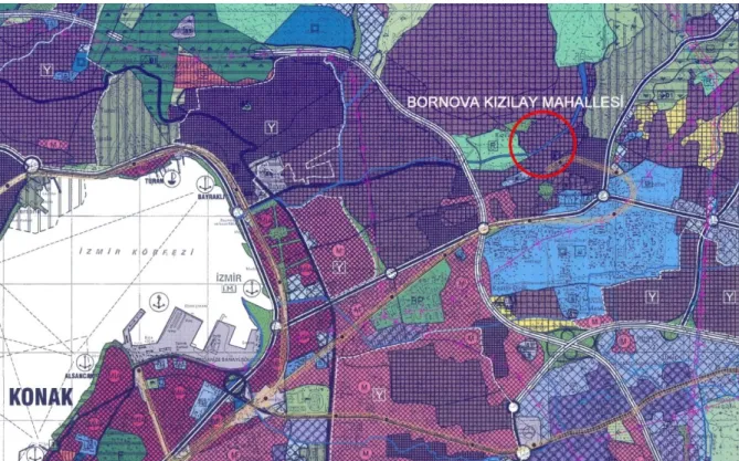 Figure 3.12 Environment Plan in Bornova and Kızılay Neighborhood (scale:  1/25000)  