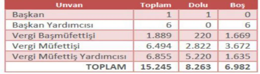 Tablo 2: VDK Başkanlığı Kadro Durumu 