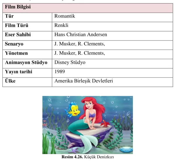 Tablo 4.7. Küçük Denizkızı Künye Bilgisi 