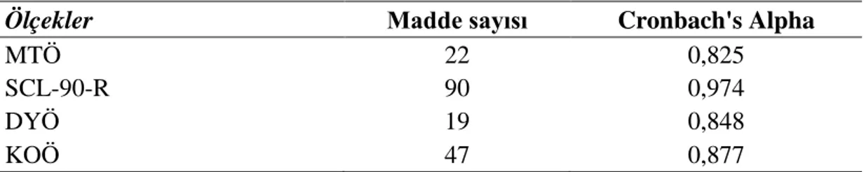 Tablo 2.4.1. Ölçeklerin Güvenirlik Analizi 