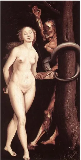 Tablo 3  Hans Baldung, ‘Havva, Yılan ve Ölüm’, 1510-1520, kaynak: (http://  www.En.m.wikipedia.org) (10.09.2014) 