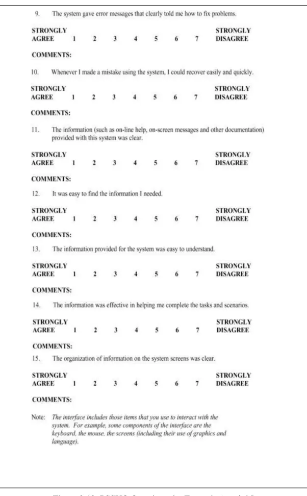 Figure 2.12: PSSUQ Questionnaire Example (contin‟d) 