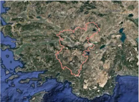 Şekil 1.1: Denizli ilinin Ege bölgesindeki konumu (URL-1) . 