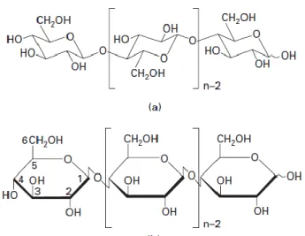 Şekil  4.2. Selülozun kimyasal formülasyonuna ait iki farklı gösterim (Ciechanska  vd., 2009, s