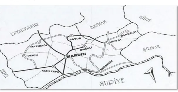 Şekil 4.1: Mardin komşu iller haritası ( URL 6)  