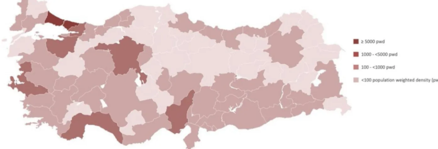 Fig. 1. Population Weighted Density Map for Turkey.
