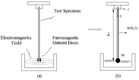 Figure 1: (a) The beam in electromagnetic field affect and (b) the simplified model of the system