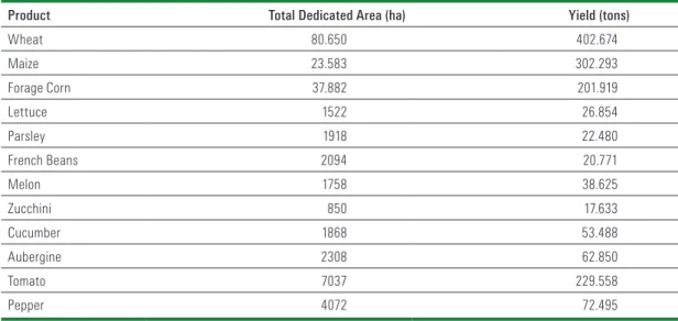 Table 3 – Main crops having high importance for the agricultural economy in Hatay