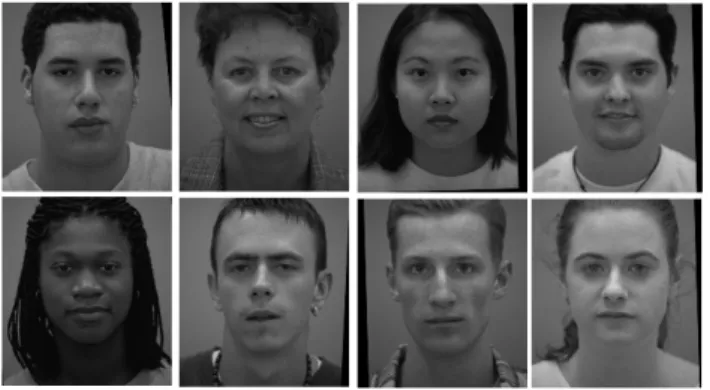 Figure 5. Sample face images from the FERET dataset. Images were aligned using a similarity transformation and cropped.