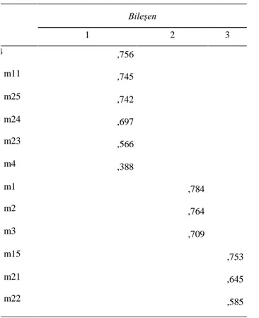Tablo 6. Döndürülmüş Faktör Tablosu 