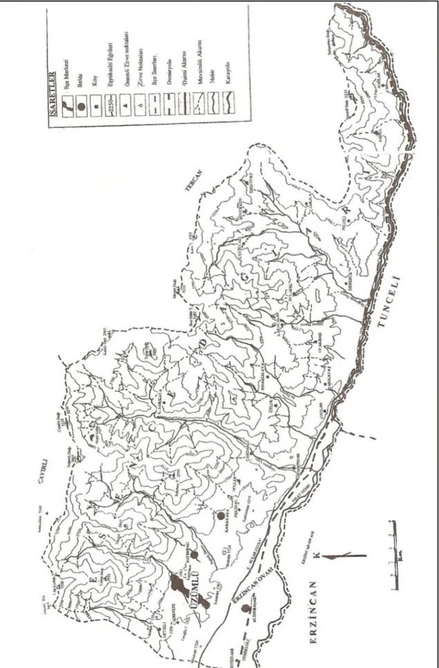 Şekil 4.. 2. Üzümlüü İlçesinin T Topografya H Haritası (Akkpınar, 2004, s. 75) 