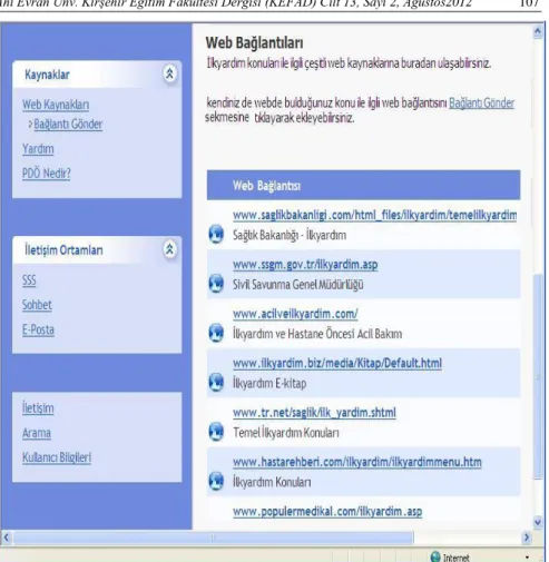 Şekil 7. Web Kaynakları Ekranı 