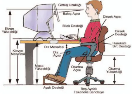 Şekil 1. Bilgisayar Başında Uygun Oturma Pozisyonu 