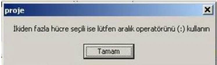 ġekil 3. Başvuru operatörleri ile ilgili alıştırma penceresindeki ipucu mesajı 