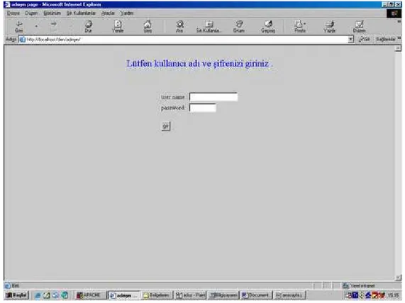 Şekil 2. Admin girişi browser görüntüsü 