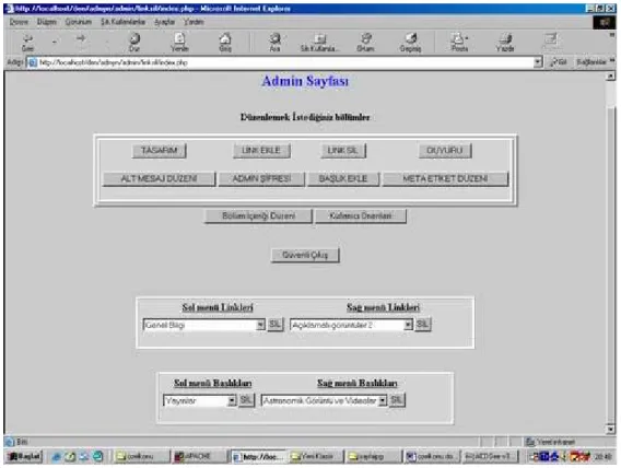 Şekil 6. Link sil bölümü browser görüntüsü 