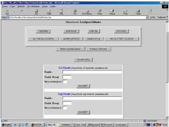 Şekil 10. başlık ekle bölümü browser görüntüsü  a- Başlık 