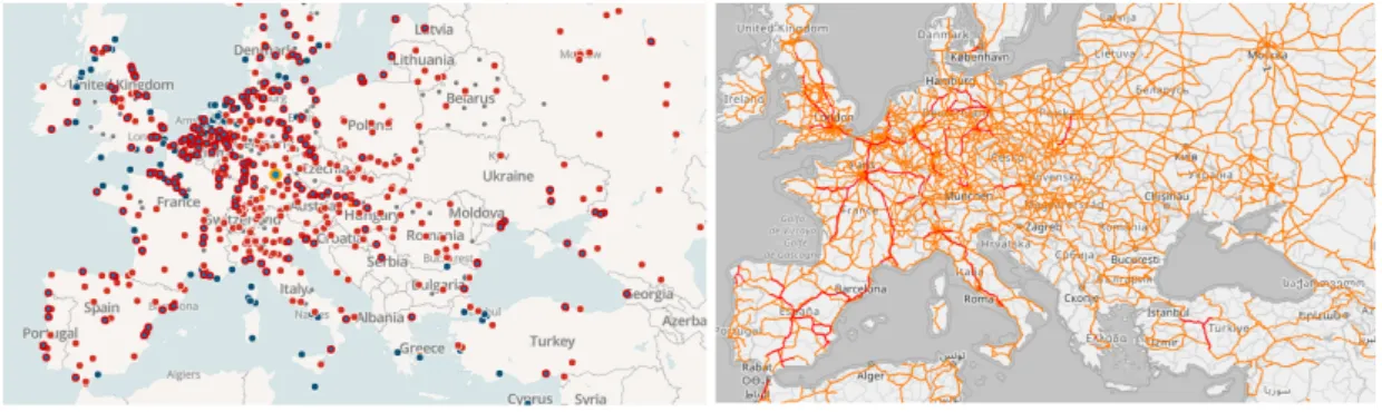 Figure 1.1: Intermodal terminals for European countries.