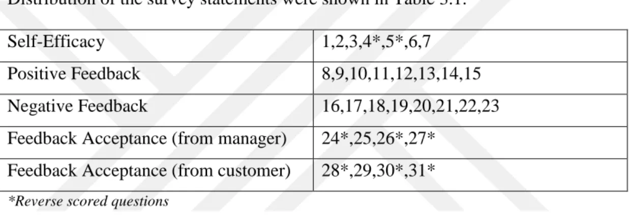 Table 4.1. The Distribution of the Survey Statements 