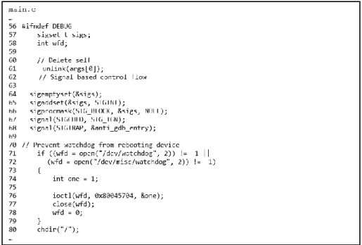 Şekil 3.3 : Anti-debug ve anti-reboot tedbirlerine dair bir kısım kaynak  kodlar. 