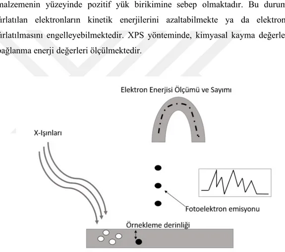 Şekil 1.19: X-ışınları fotoelektron spektroskopi şematik gösterim. 