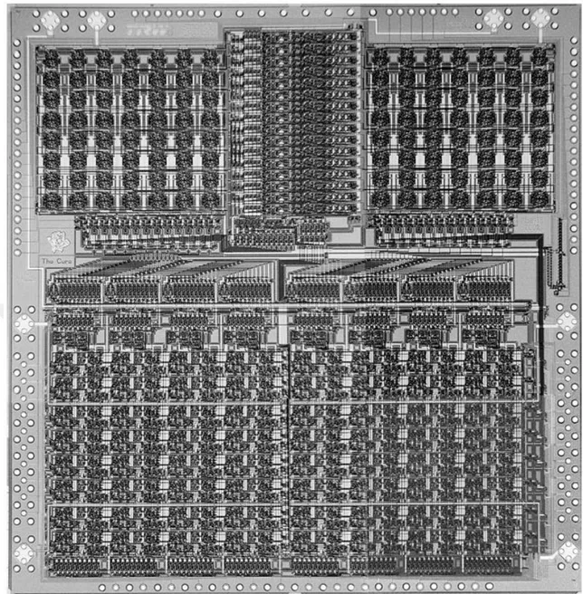 Figure 3.3 : FLUX-1R chip layout designed w,ith 63107 Josephson junction.  The power dissipation of the chip is about 10mW [71]
