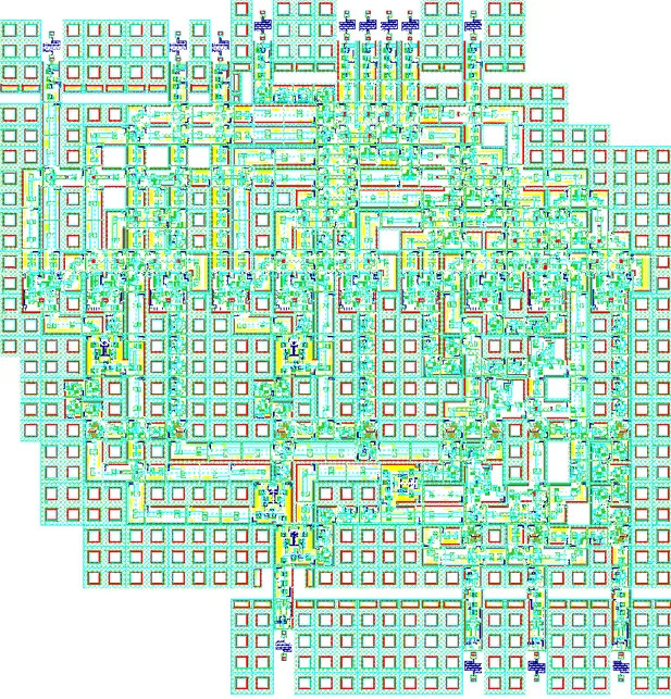 Figure  4.14  :  Layout  of  the  designed  4-bit  multiplier  cell  for  using  in  parallel ALU