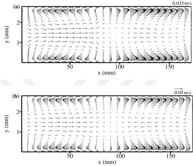 Figure 3.5 : Time-averaged flow field in the enclosure at t=0.04 s for: (a) Case B and  (b) Case C
