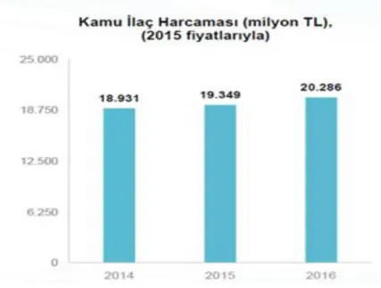 Şekil 2. 3. Kamu İlaç Harcaması (TBMM 2016) 