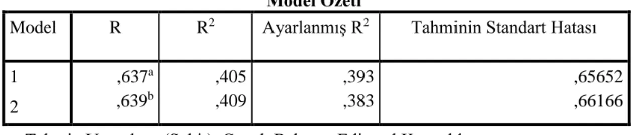 Tablo 5. 7.  Çocuk Bakıcısı Model Özet Tablosu 