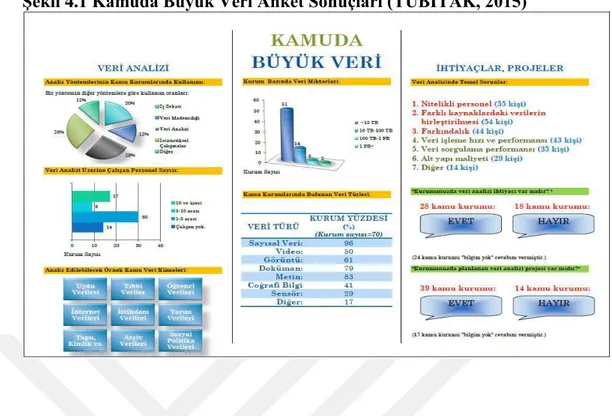 Şekil 4.1 Kamuda Büyük Veri Anket Sonuçları (TÜBİTAK, 2015) 