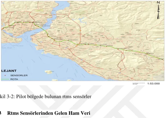 Şekil 3-2: Pilot bölgede bulunan rtms sensörler 