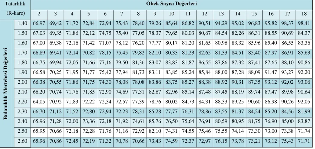 Çizelge 5.10. Model Tutarlılığı Deney Sonuçları 