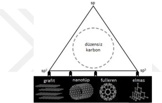 Şekil 2.1: Karbon allotropları ([1]‘den uyarlanmıştır). 