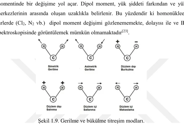 Şekil 1.9. Gerilme ve bükülme titreşim modları. 