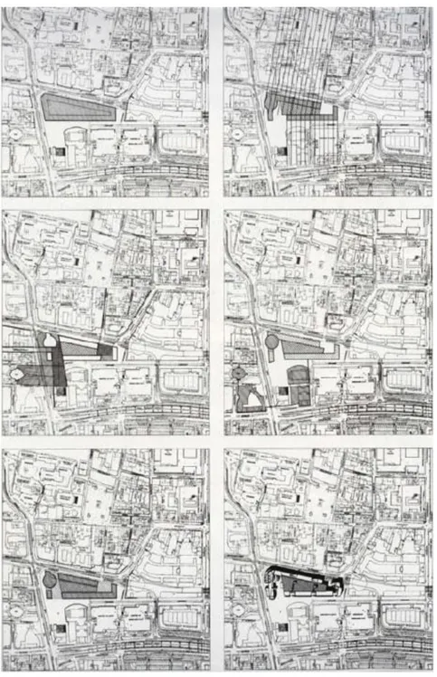 Figure 2.4 : The counterpoint between the external civic spaces and the  internal galleria (Frampton &amp; Rykwert, 1999, p