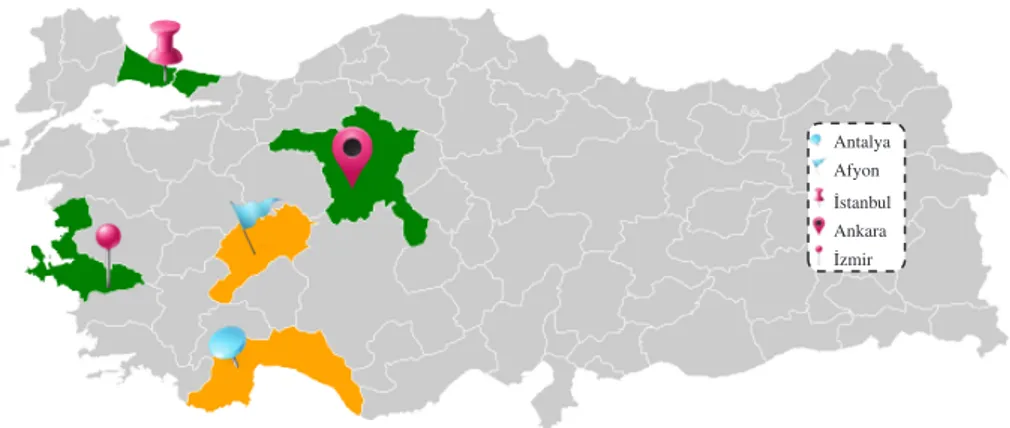 Fig. 2: Although the first stage exam is nation wide, a higher participation in this exam is observed from more populated cities such as Ankara, ˙Istanbul, and ˙Izmir