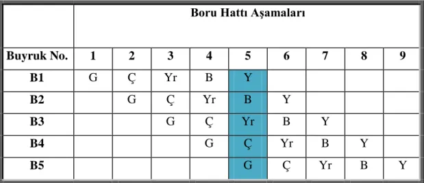 Tablo 1. Boru Hattı ÇalıĢması 