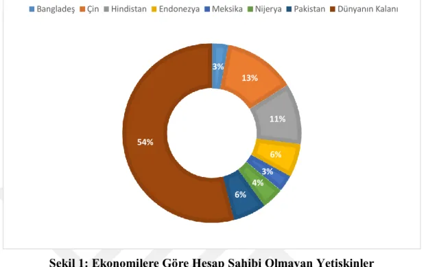 Şekil 1: Ekonomilere Göre Hesap Sahibi Olmayan Yetişkinler  Kaynak: Global Findex